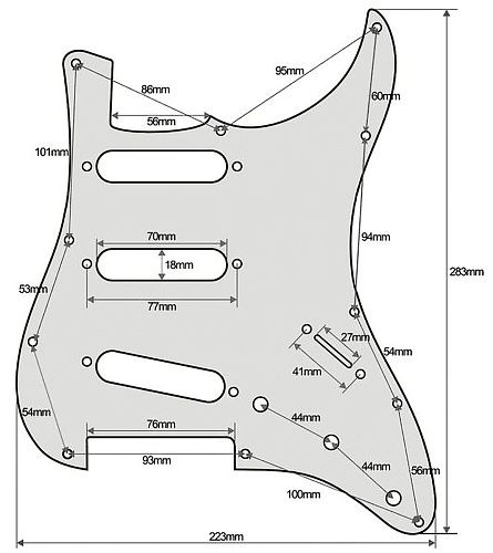 Musiclily MX0112 Защитная накладка для электрогитары, Fender Stratocaster, 3 слоя, черная.