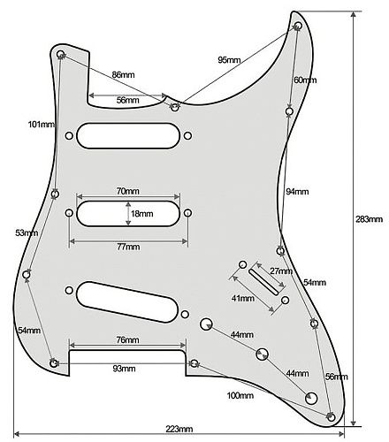 Musiclily MX1148IV Защитная накладка для электрогитары, Fender Stratocaster, 3 слоя, слоновая кость.
